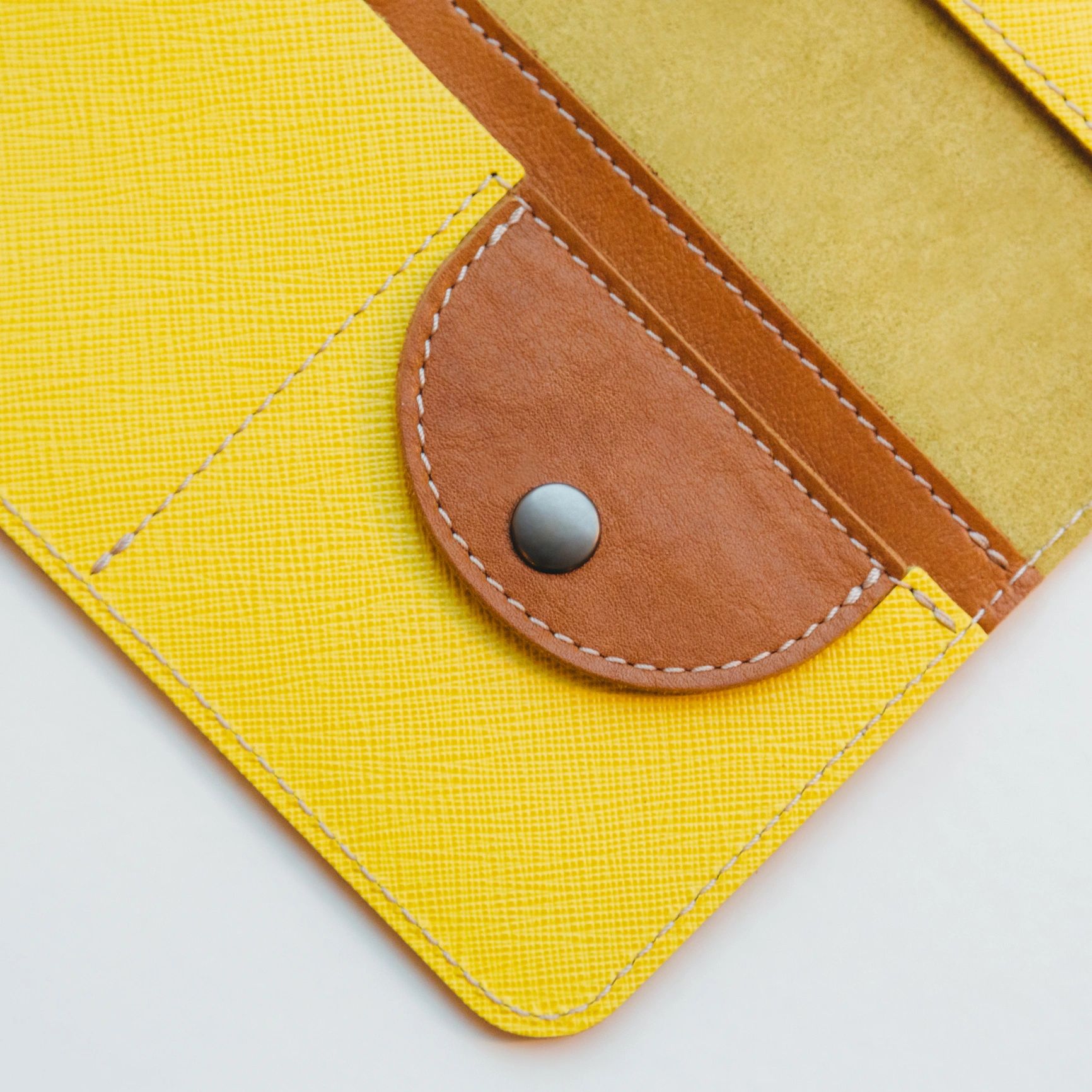 Passport wallet with travel documents organized